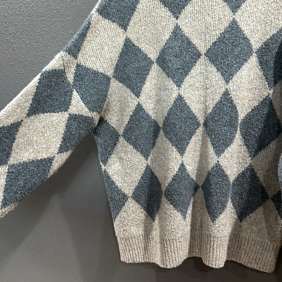 Abercrombie & Fitch women’s classic easy turtleneck sweater tan checkered wool - Picture 4 of 10